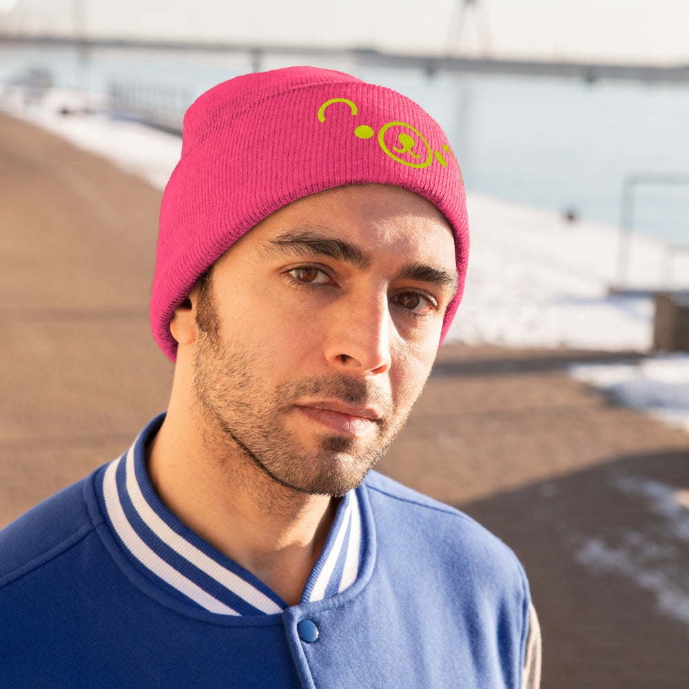 Bear Emoticon Knit Beanie